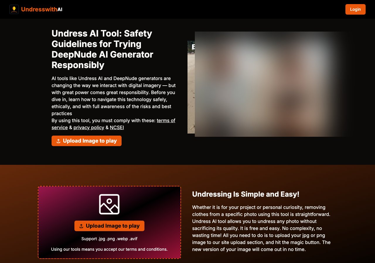 undresswith.ai homepage (blurred)